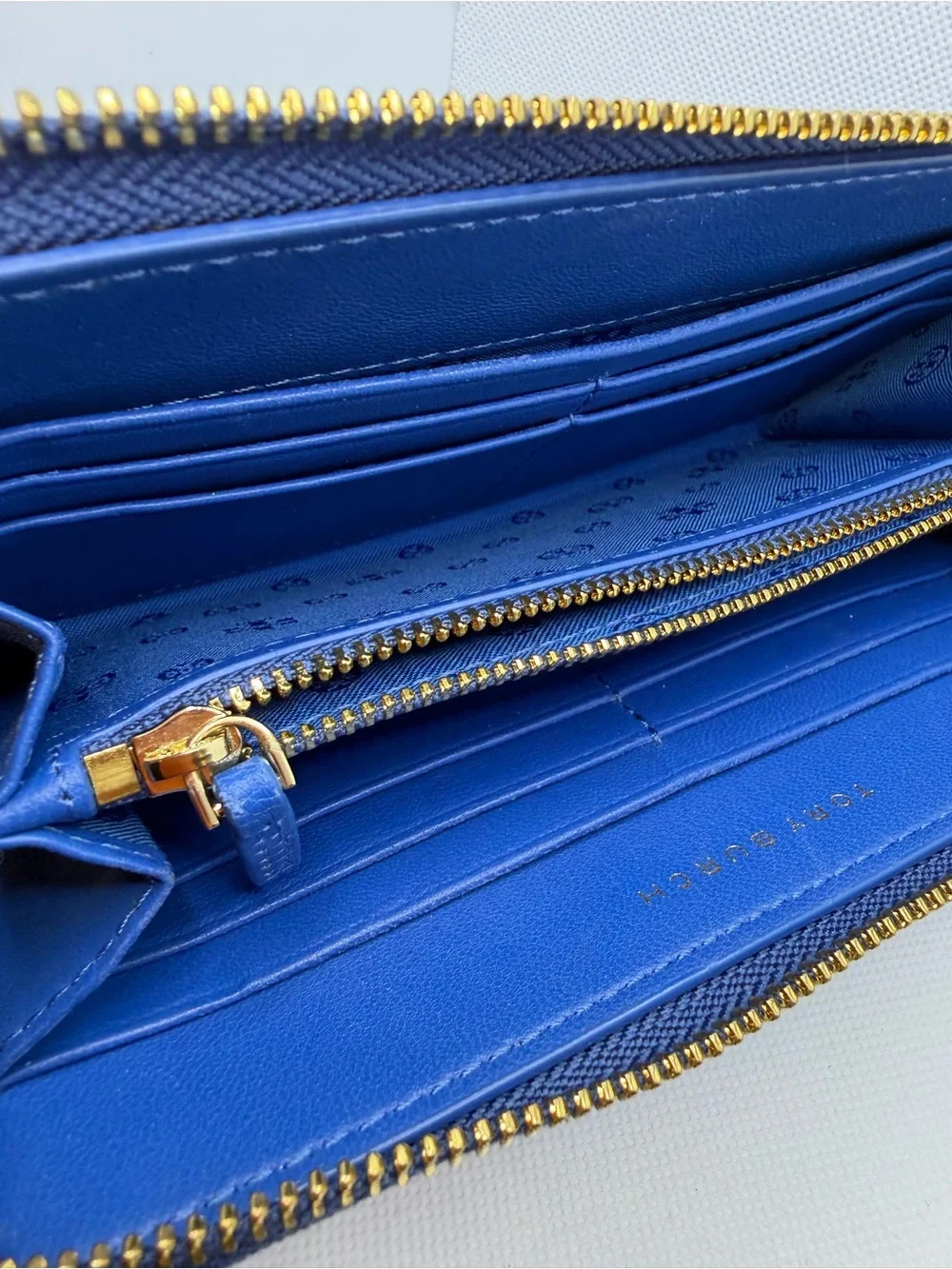 Tory Burch Cobalt Quilted Zip Wallet